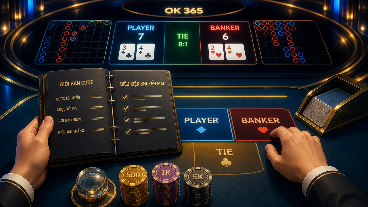 Đọc cửa cược và kiểm tra điều kiện trước phiên Classic Baccarat OK 365